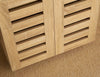 2 Door Oak Wooden Shoe Storage Cabinet Rack Stand Cupboard Slatted Doors