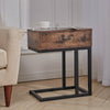 Industrial Bedside Table Cabinet Storage Drawer Rustic Wood Metal Side End Table