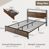 King Size Bed Frame Metal Bed Platform LED Lights Headboard & 4 Storage Drawers