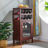 8-Bottle Wine Racks Bar Cabinet with Shelf and Door for Kitchen Dining Room