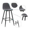 2 Pcs Grey Fabric Bar Stools Metal Legs Breakfast High Chairs Pub Kitchen Modern
