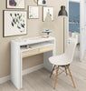 Ambra White & Canadian Oak Console Table to Desk Pull Out Extending Workstation