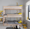 Triple Sleeper Bed Bunk Kids Bed 3 Tier in Natural Pine Henrik