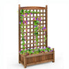 Wooden Garden Planter Plant Flowerpot Box With Trellis Support Patio Lattice 30"