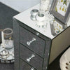 Mirrored Glass Bedside Table cabinet 3 Drawers and Crystal Handles Bedroom Furni