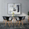 Round Table & 2/4 Chairs Set Plastic Armchairs Wood Leg Office Lounge Home Black