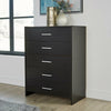 Chest of Drawers Black Bedroom Furniture 5 Drawer Silver Handles Metal Runners