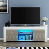 Modern TV Unit Stand White Cabinet Wood Matt & High Gloss Doors Sideboard LED