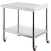 Stainless Steel Work Prep Table Kitchen Work Table 24x15in w/ 4 Casters