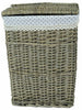 Lidded Wicker Linen Laundry Bin Basket with Cotton Liner