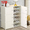 12 Cubes Interlocking DIY Shoe Bookcase Organizer Rack Stand Storage Cabinet