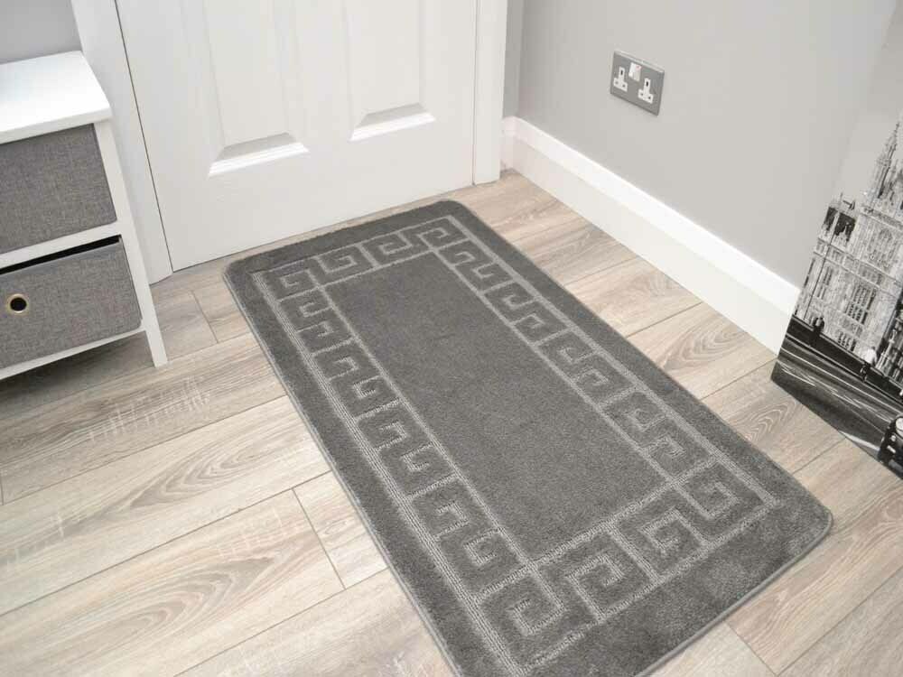 Gray Rubber Backed Anti Slip Washable Extra Long Hallway Hall