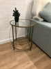Round Glass Top Side Table End Coffee Tea Cocktail Modern Bedside Plant Stand