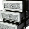 3 Drawers Mirrored Glass Bedside Table Side Cabinet Crystal Handles Bedroom UK