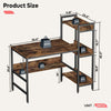Industrial 120cm Computer Desk w/ Shelves and Computer Tower, Writing Table