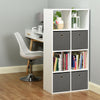 White 8 Cube Shelving Unit Furniture Shelf 4 Grey Fabric Storage Boxes