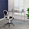 Grey Office Desk Computer Table Laptop PC Stand Wooden Top Metal Frame Room Unit