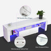 160cm High Gloss White TV Stand Cabinet Unit Doors Storage with RGB LED Cupboard