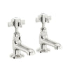 Traditional Twin Basin Sink Hot and Cold Taps Pair Chrome Bathroom Water Faucet