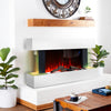 50in Electric Fireplace 7 LED Log Fire Flame White Surround Standing Heater Set