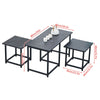 Nest of 3 Coffee Table and 2 Stools Set Living Room Office Lounge Marble Effect