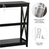 2 Tier X-Design Console Table Hallway Side Table Bookshelf Entryway Table Black