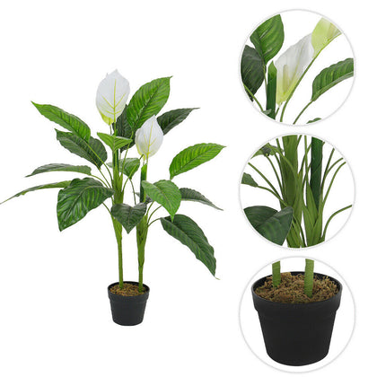 90cm Artificial Peace Lily Potted Tree Fake Flower Outdoor Garden Plant Home UK