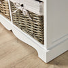 White Wooden 6 Drawer Chest Storage Unit Willow Wicker Baskets Organiser Hallway