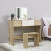 Log Color Dressing Table Makeup Desk w/Flip-up Drawer Mirror & Stool Vanity Set