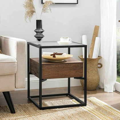 Modern Tea End Table Sofa Side Coffee Desk with Drawer Nightstand Furniture