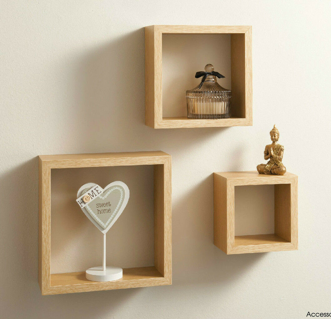 Cali Wall Floating Cube Box Shelf/Shelves Set of 3 Walls Storage Shelving Unit