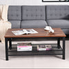 Industrial Coffee Table Vintage Retro End Table Living Room Furniture Mesh Shelf