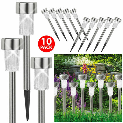 Solar Powered Post Lights LED Stainless Steel Outdoor Lighting Garden Patio
