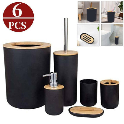 6Pcs Bathroom Set Toilet Brush Holder Toothbrush Cup Soap Dispenser Soap Dish