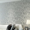 Silver Grey Chic 3D Patterned Embossed Wallpaper Non-woven Bedroom Wall Decorate