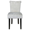 2PCS Crushed Velvet White Dining Chairs with Knocker/Ring Back Kitchen Furniture