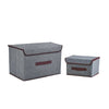 Folding Grey Fabric Storage Box With Lid Cloth Basket Home Organizer Large Small