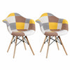 Set of 2 Dining Chairs Patchwork Fabric Tub Lounge Armchair Padded Wooden Legs
