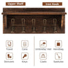 Wall-Mounted Coat Rack Shelf Wooden Hook Rack Entry Display Shelf with 5 Hooks