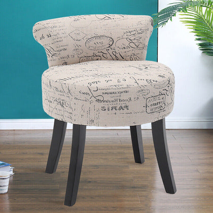 Bedroom Dressing Table Stool Fabric Vanity Makeup Chair Wood Legs Pouffe Padded