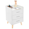 White Bedside Table Cabinet Nightstand with 3 Drawers Storage Bedroom Furniture