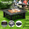 Outdoor Fire Pit BBQ Firepit Brazier Garden Square Table Stove Patio Heater 81cm