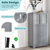 Bathroom Floor Cabinet Freestanding Storage Cupboard W/ 2 Tempered Glass Doors