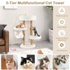 Wood Cat Tree Multi-Layer Cat Climbing Activity Center with Scratching Posts