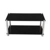 Coffee Table Glass Top With Storage & Chrome Black Modern Living Room Furniture