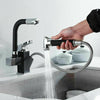 Kitchen Sink Mixer Taps 360° Swivel Spout With Pull Out Spray Faucet & 2 Hose