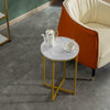 Marble Round Tea Table Sofa End Side Table Living Room Furniture- White Gold