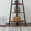 Industrial Corner Ladder Shelf 5 Tier Bookcase Plant Flower Stand Storage Rack