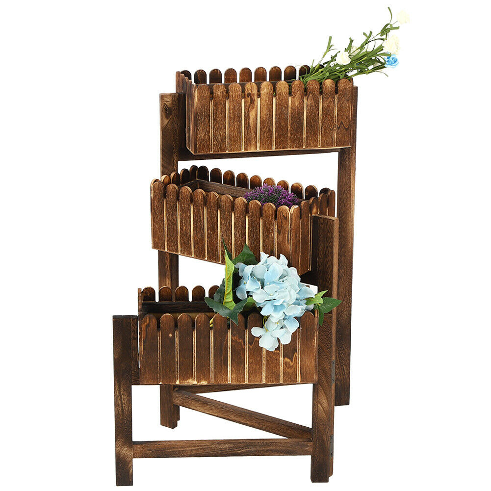 Retro Creative Wooden Plant Flower Pot Display Stand Shelf Storage Rack Holder