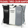 3 COMPARTMENT LAUNDRY CLOTHES WASHING STORAGE BIN BASKET HAMPER DARK LIGHT COLOR